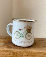 Emaille Tasse mit Fahrrad „Happy Day“ Bayern - Vöhringen Vorschau