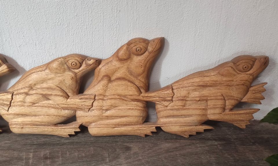 Wandbild Wandrelief 6 Frösche Frosch Krötenwanderung 100cm Bali in Lüchow