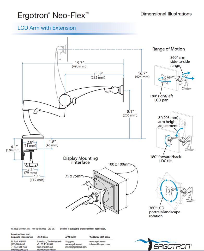 Ergotron Neo-Flex 45-174-300 * LCD Monitor-Arm, Tischhalterung in Rostock