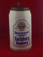 Brauerei Karlsberg 1,0l Bierkrug weiß glasiert blauer Aufdruck mi Saarbrücken-West - Klarenthal Vorschau