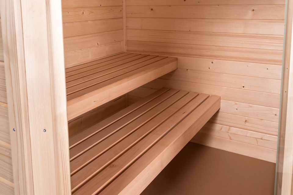 Sauna Blockbohlensauna Saunakabine Ecksauna Innensauna 8KW Ofen in Weimar