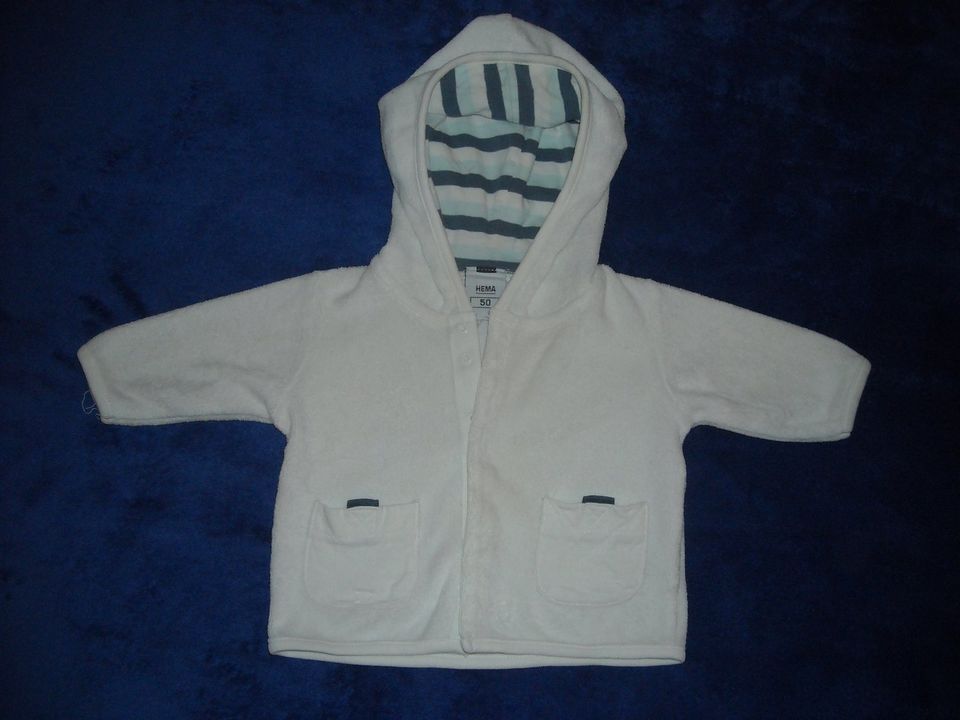 Baby Jacke mit Kapuze blau weiß Marinelook Gr. 50 Hema Frottee in Grundhof