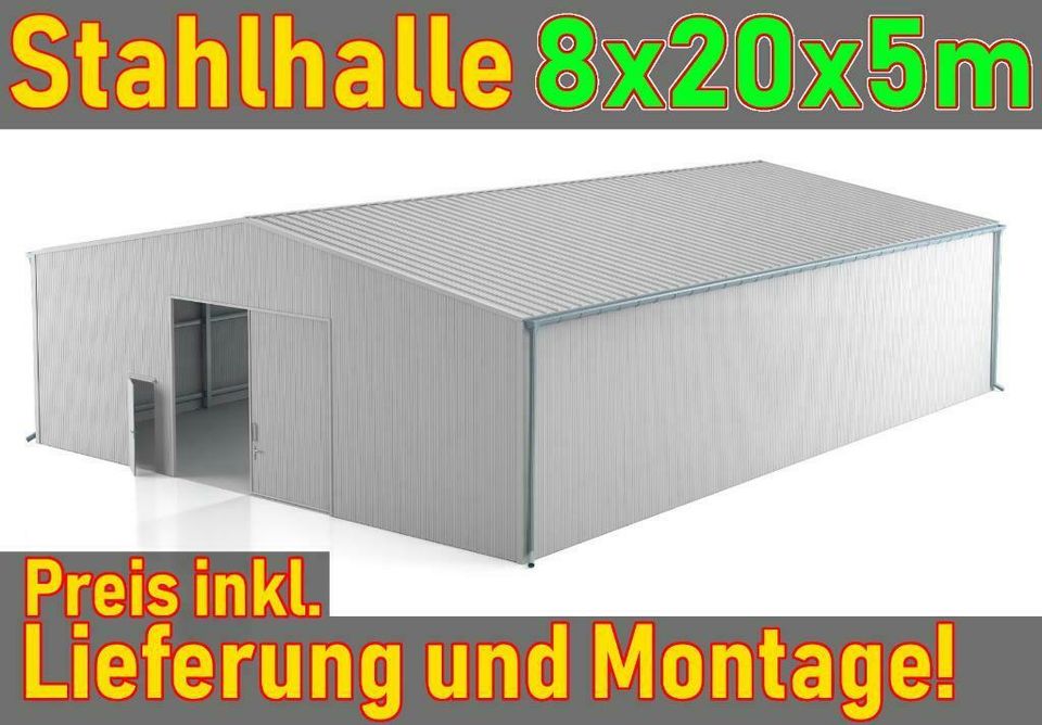 8x20x5m Isolierte Stahlhalle - TIR Garage Werkstatt Halle NEU ! in Weil der Stadt