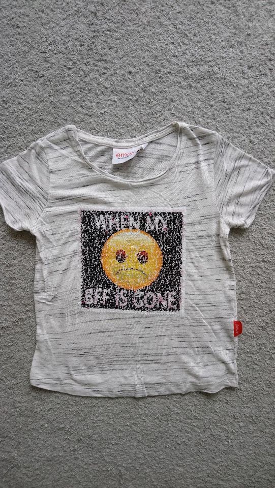 T-Shirt, Oberteil emoji Pailetten, wischwasch Mädchen 134/140 in Veitshöchheim