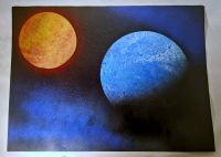 Bild Planet Sonne Paint Spray Art Handmade 40x29,5cm Bayern - Steinach b. Straubing Vorschau