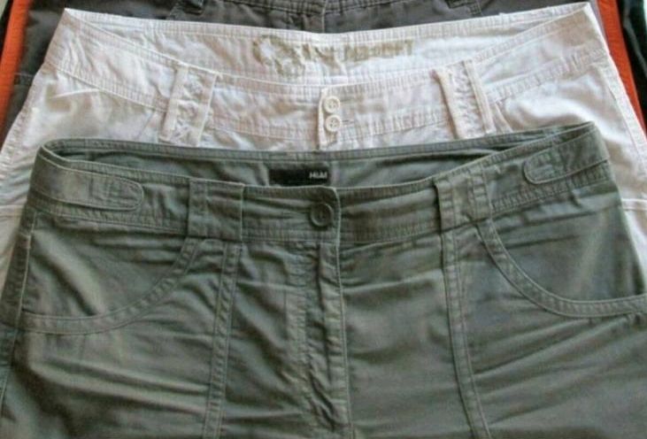 Bermuda Capri Hose beige grün Gr. 42 Damen knielang 3/4 lang Stof in Beverungen