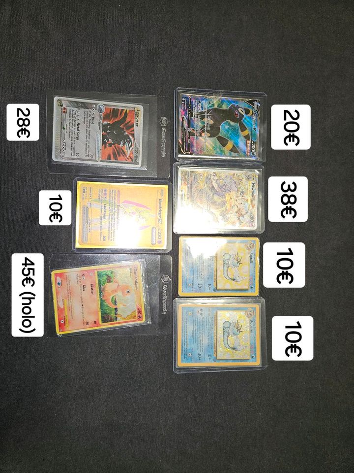 Pokemonkarten schillok, 151, turtok, glurak, glumanda, aquana in Stolzenau