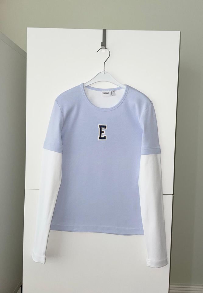 neu Esprit Langarm-Shirt 2in1-Shirt T-Shirt Hellblau Pastell Weiß in Syke