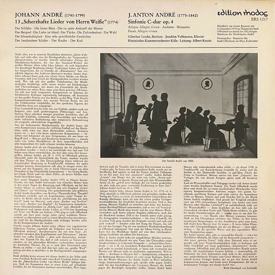 Vinyl: Johann & J. Anton André, Scherzhafte Lieder (selten!) in Bad Homburg