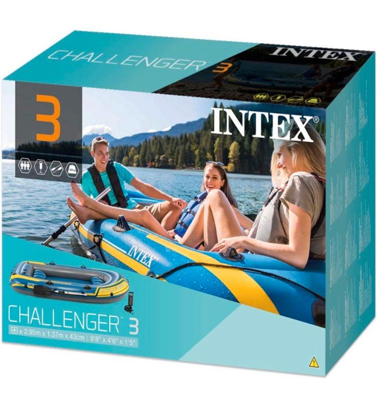 Intex Challenger 3 Set Schlauchboot 295x137x43cm, Blau/Gelb in Düren