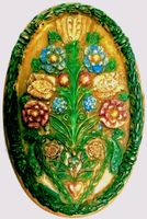 Holzspandose mit floralem Wachskunst - Deckel, oval, aus Vitrine, Niedersachsen - Osloß Vorschau
