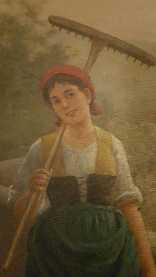 altes Ölgemälde von Wilhelm Giessel " Die Bäuerin "ein Original in Halle