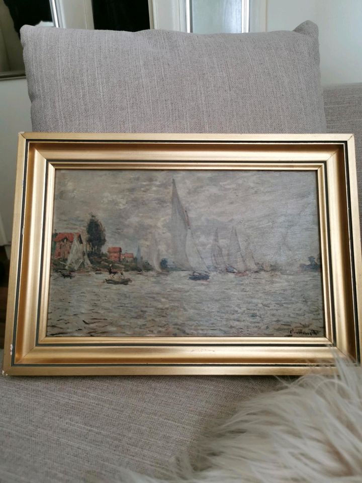 Antik Ölgemälde klein monet louvre boats and regatta in Castrop-Rauxel