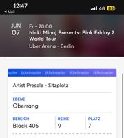 Nicki Minaj Sitzplatzkarte 07.06.2024 Berlin Sachsen - Weißwasser Vorschau
