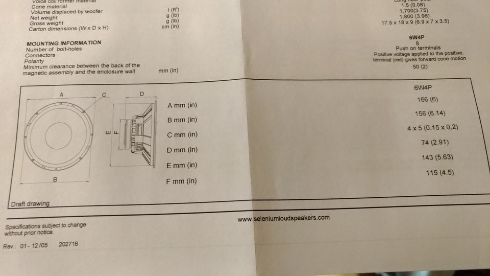 2 Selenium (JBL) Bass / Mitteltöner Typ 6W4P Neu in OVP + Papiere in Schönenberg (Schwarzwald)