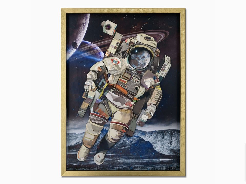 ✅ 3D-Collage-Bild „Astronaut“ / 90x65cm, mit Rahmen, dreidimensional, Wanddekoration, Kunst in Horstmar