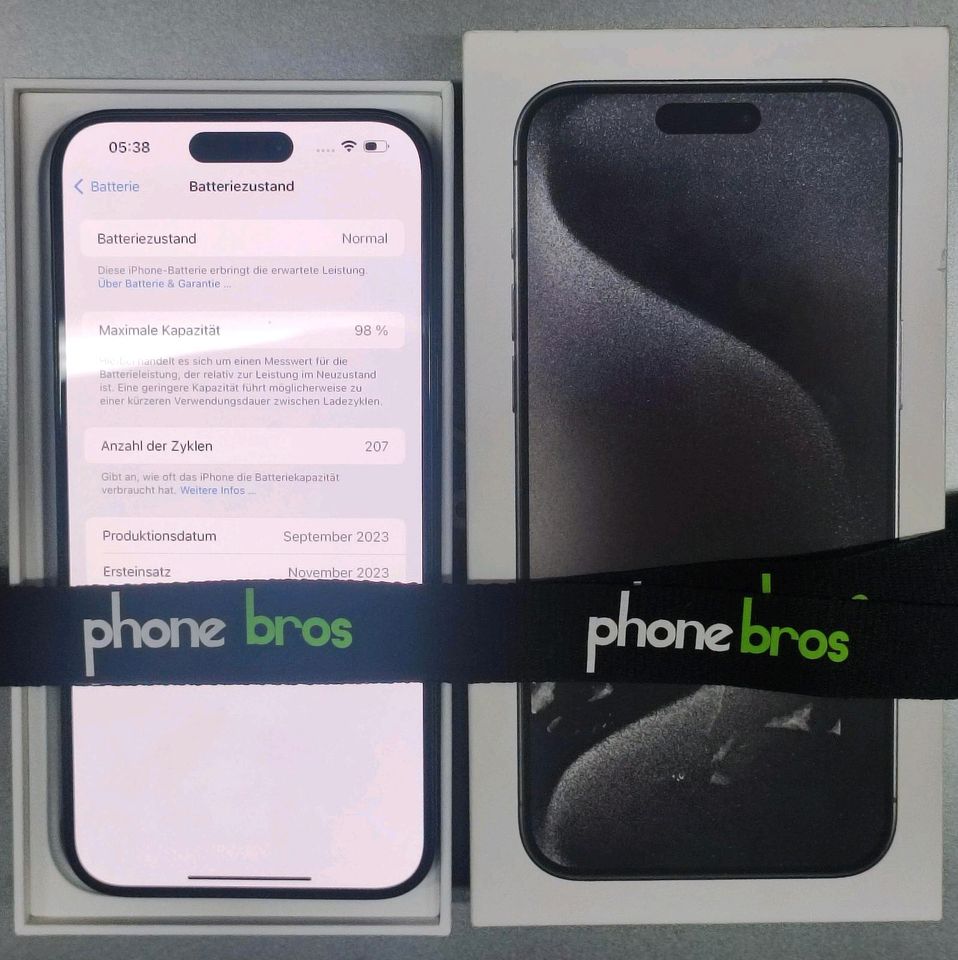 Iphone 15 pro Max 256 GB schwarz Neuwertig Garantie phone bros in Leipzig