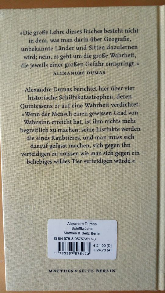 NEU/OVP Buch "Schiffbrüche - Wahre Geschichten" v.Alexandre Dumas in Bad Kreuznach