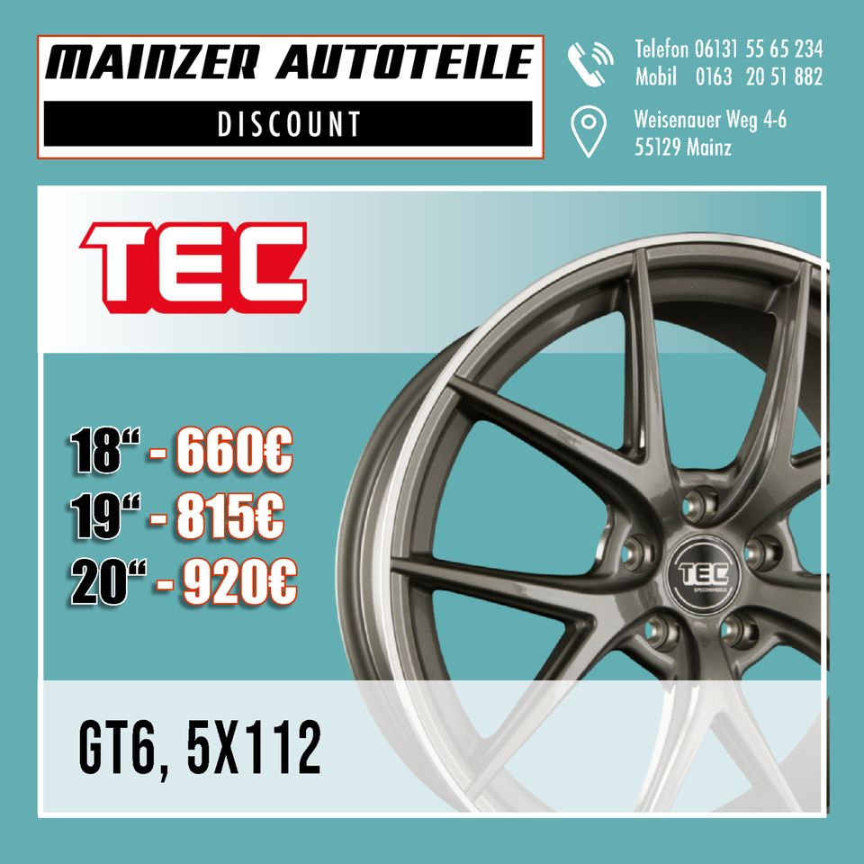 Alufelgen Tec Speedwheels 5x112 18 19 20 Zoll VW AUDI MERCEDES in Mainz