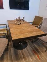Esstisch aus Teakholz  mit rundem Gestell | 140x70cm | (699€) Nordrhein-Westfalen - Arnsberg Vorschau