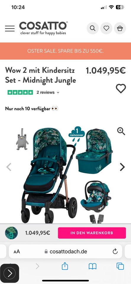 Cosatto Wow 2 Kombikinderwagen | 3 in 1 Kinderwagen in Hanau