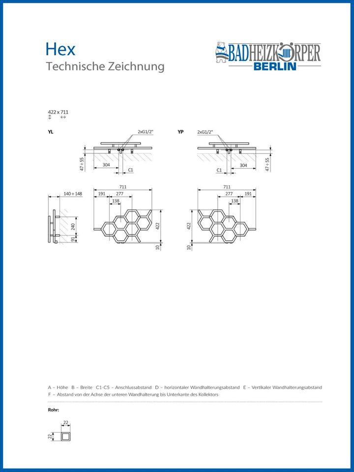 Badheizkörper Handtuchwärmer Handtuchtrockner HEX in Berlin