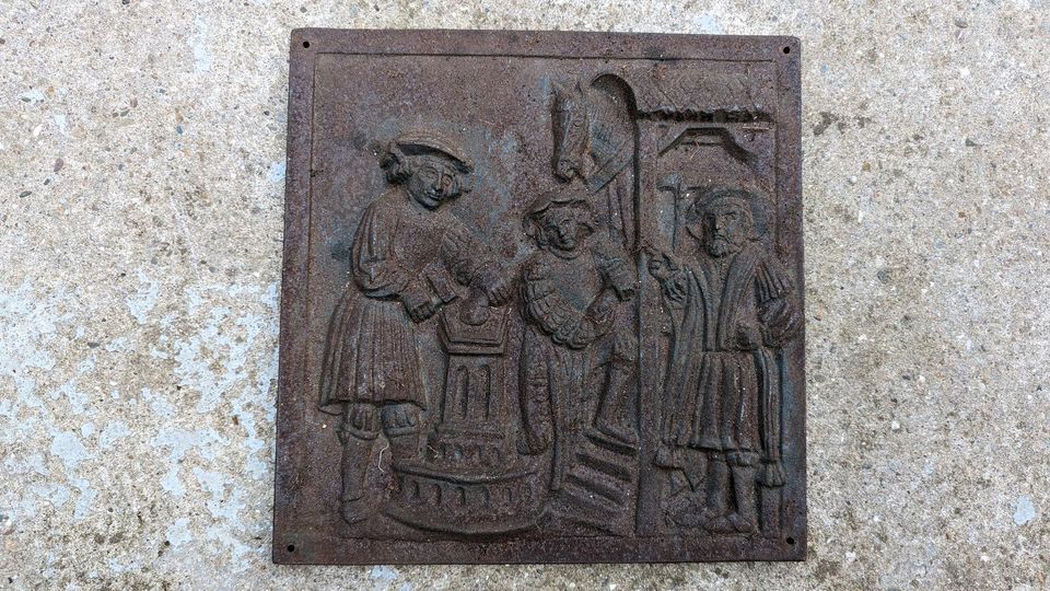 Eisenguss Platte Relief Schild Tafel Gusseisen Kaminplatte in Essen
