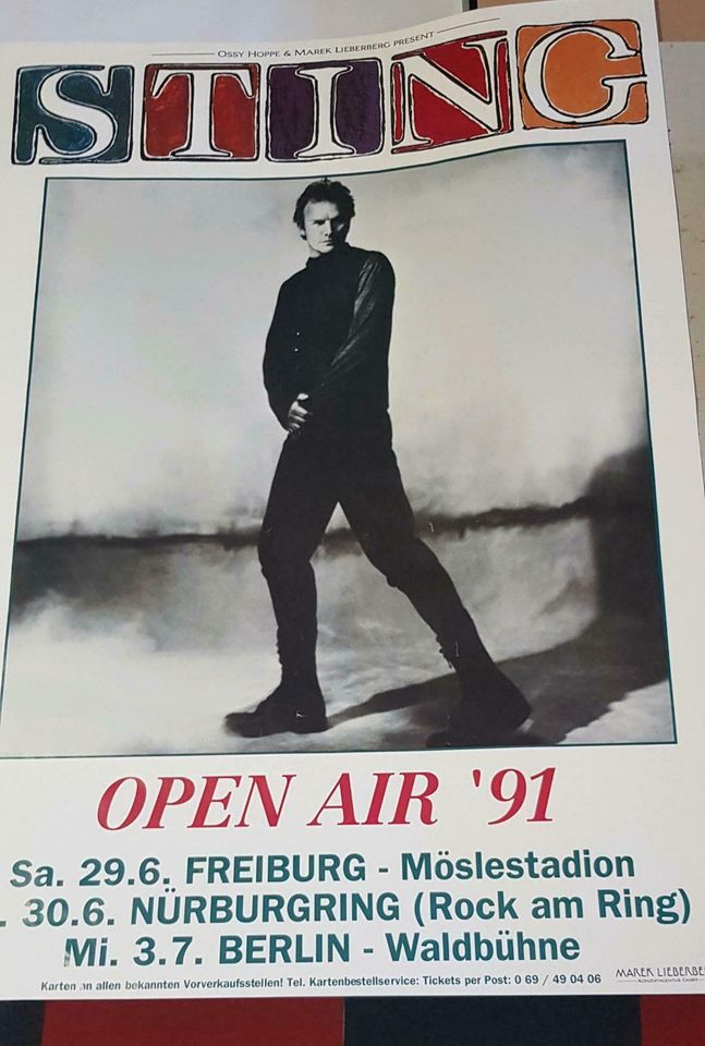 STING Tourplakat/Konzertplakat Freiburg 1991 (Orginal) in Ringsheim