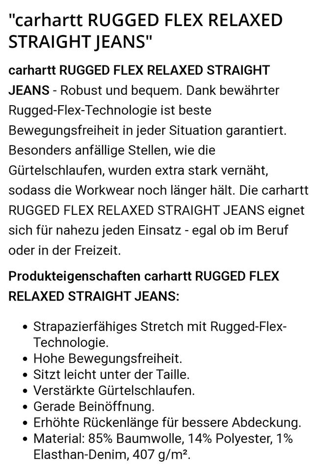 Carhartt Rugged Flex Männer Hose 32x32 NEU in Garmisch-Partenkirchen