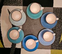 Mambocat Kaffeetassen mit Untertassen, NEU, blau türkis, Steingut Hessen - Mühltal  Vorschau