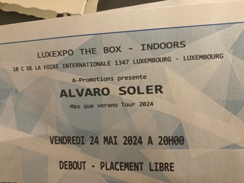 Álvaro Soler 24.5.24 Luxemburg, 2 Tickets, Stehplatz Innenraum in Saarbrücken