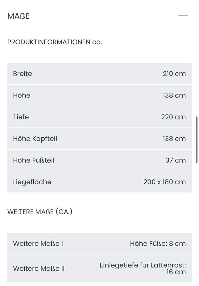 Bett 180 x 200 aus Samt in Leipzig