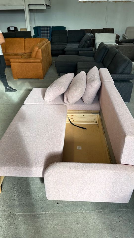 Eck Couch Sofa in Rosa Schlaf Funktion ❇️ LIEFERUNG MÖGLICH ✅ in Geesthacht