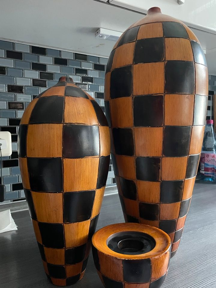 Deko-Vase aus Keramik mit Holzoptik in Burgstädt