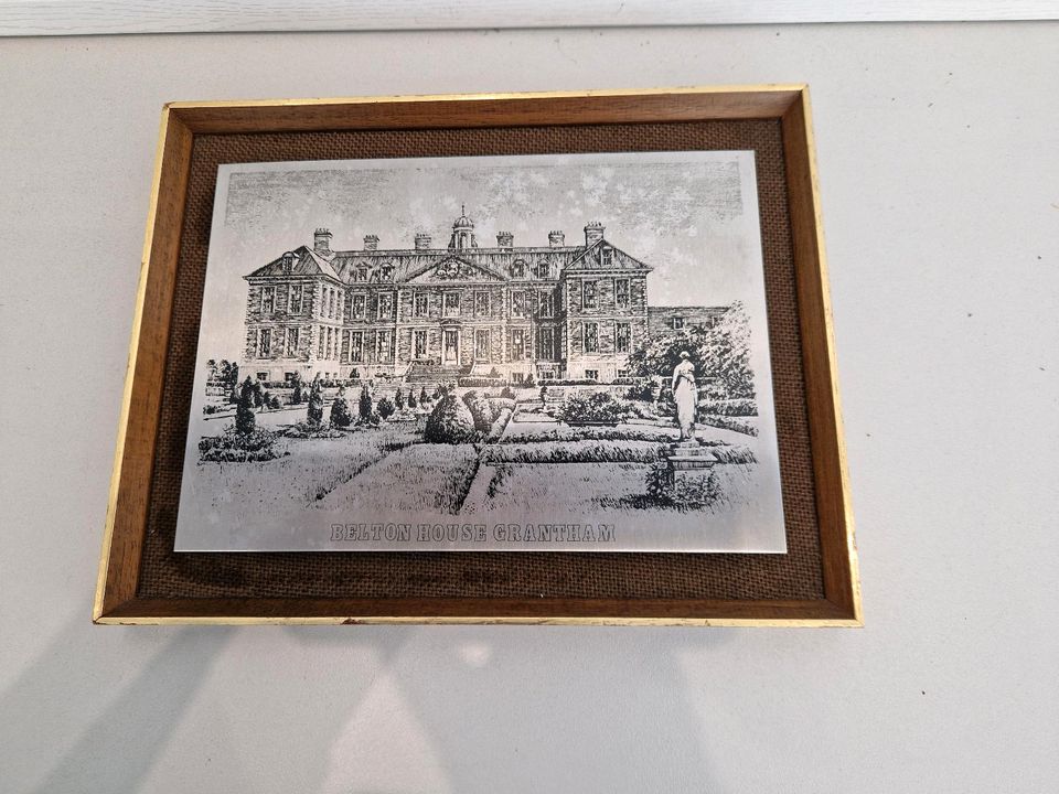 Bild "Belton House Grantham" Holzrand  Edelstahl Gravur England in Sankt Augustin