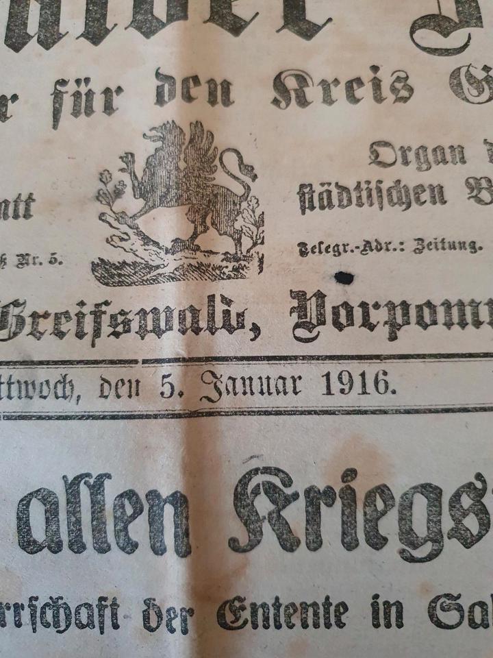 Greifswald 1916-1917 Greifswalder Zeitung Pommern 6 Stück in Rosenbach