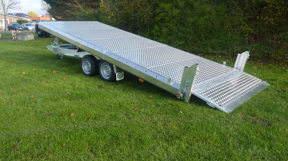 ⭐ BAOS Voll Aluminium Maschinentransporter 5,1x2,1 m; ankippbar, Kipppritsche, Pkw Anhänger, Kommunaltransport, Landmaschinen, Rasenmäher, Kleintraktor, Lochblechboden, Pkw Transport Autotransport, in Großenkneten