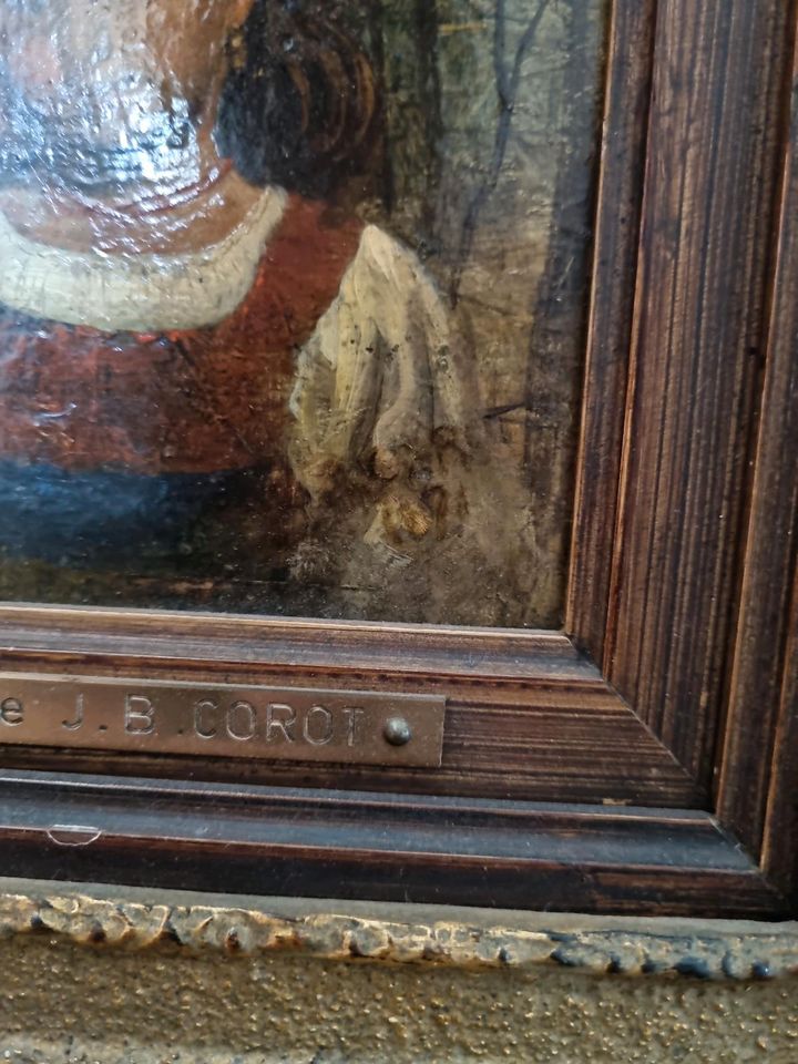 Uraltes Gemälde dat.1871 ,Öl auf Holz, Camille Corot???, Nachlass in Dresden