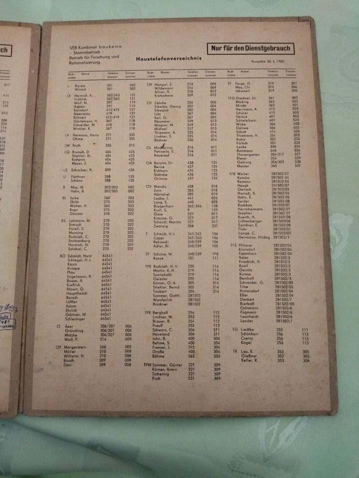 DDR VEB baukema Haustelefonverzeichnis in Heidenau