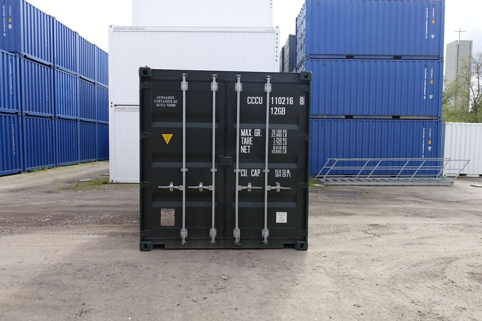 10 Fuß Lagercontainer, Seecontainer, Materialcontainer - RAL 6005 in Groß-Gerau