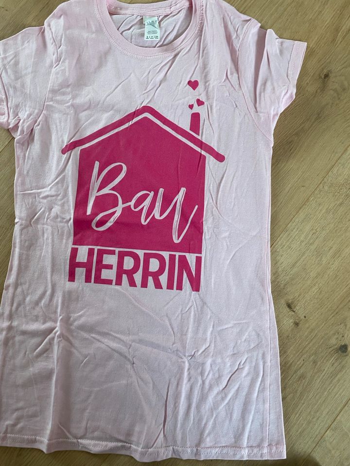 Bauherrin T-Shirt Bauherr in Rot an der Rot