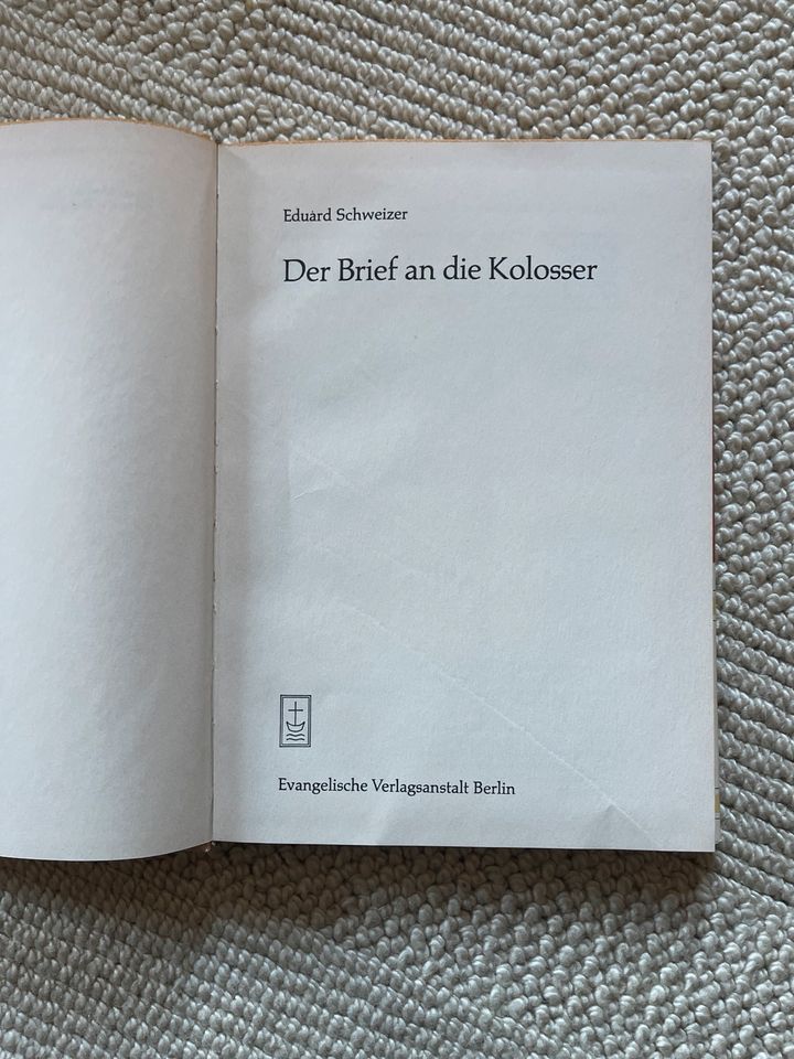 Der Brief an die Kolosser Eduard Schweizer 1979 Kirche Bibel Test in Lengefeld