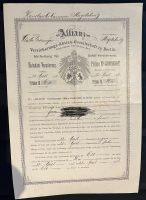 Versicherungsschein Allianz Unfall 1902 Police Sachsen - Taucha Vorschau