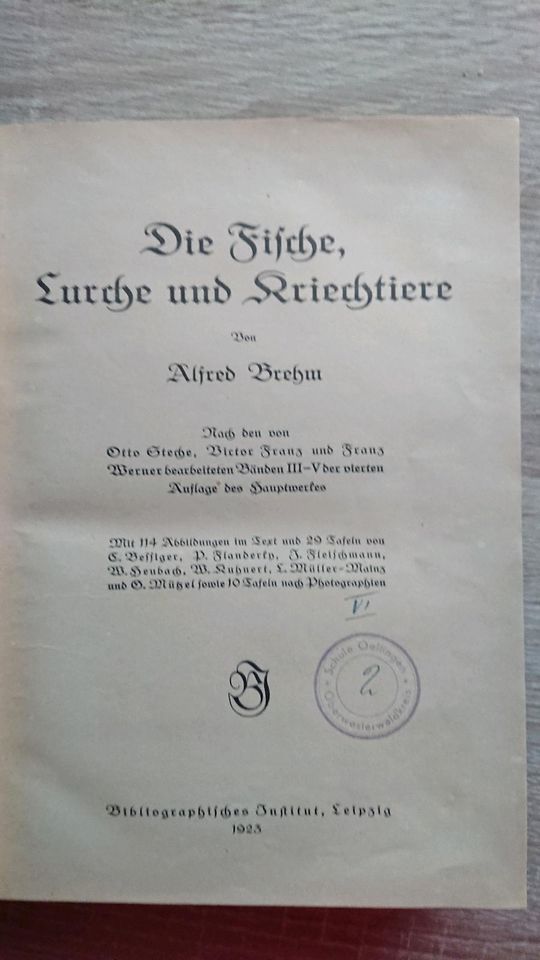 Brehms Tierleben von 1923 in Stahlhofen am Wiesensee