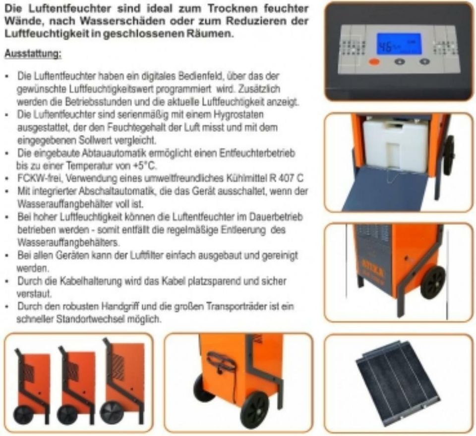 Bautrockner Luftentfeuchter - 120l/Tag - Verleih Mieten Vermieten in Löhne