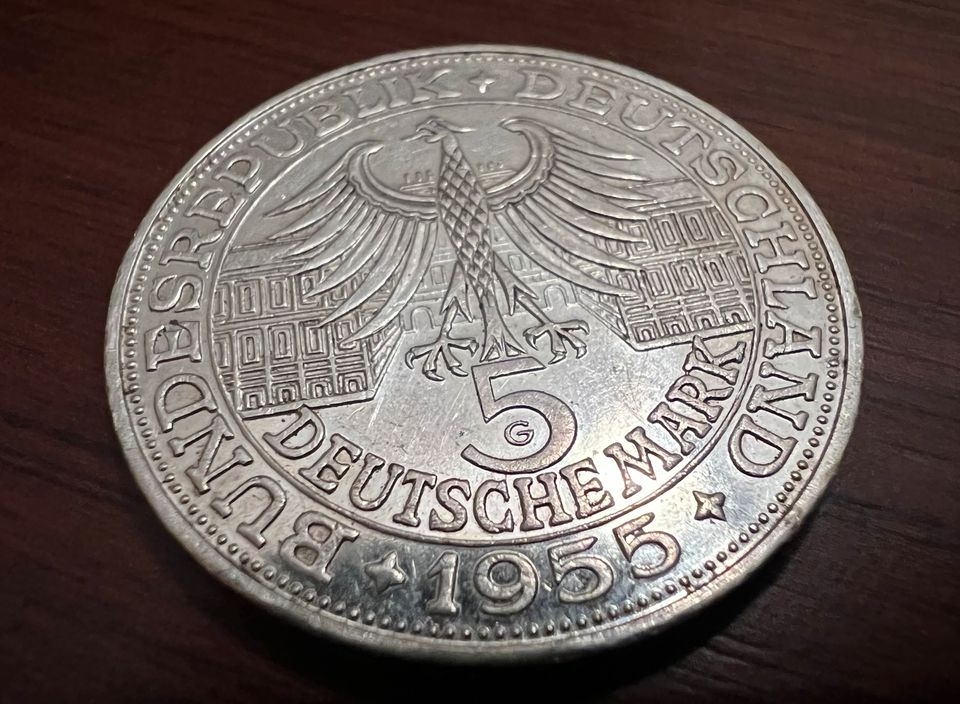 Münze 5 DM Deutsche Mark 1955 G Ludwig Wilhelm Markgraf von Baden in Warstein