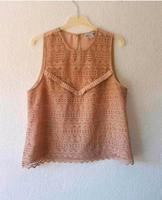 Bluse Chiffon ärmellos Chiffonbluse Häckelspitze Boho Gr.42 Baden-Württemberg - Eberdingen Vorschau