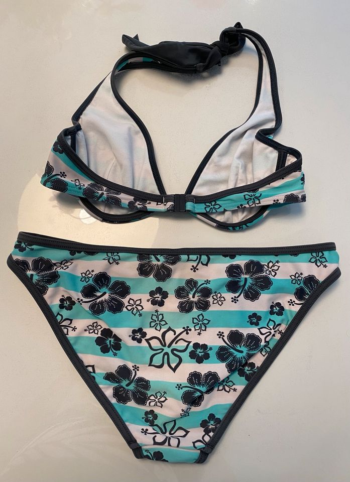 Esprit Bikini Bunt Gr 38 Türkis mit Blumen Muster in Ladbergen