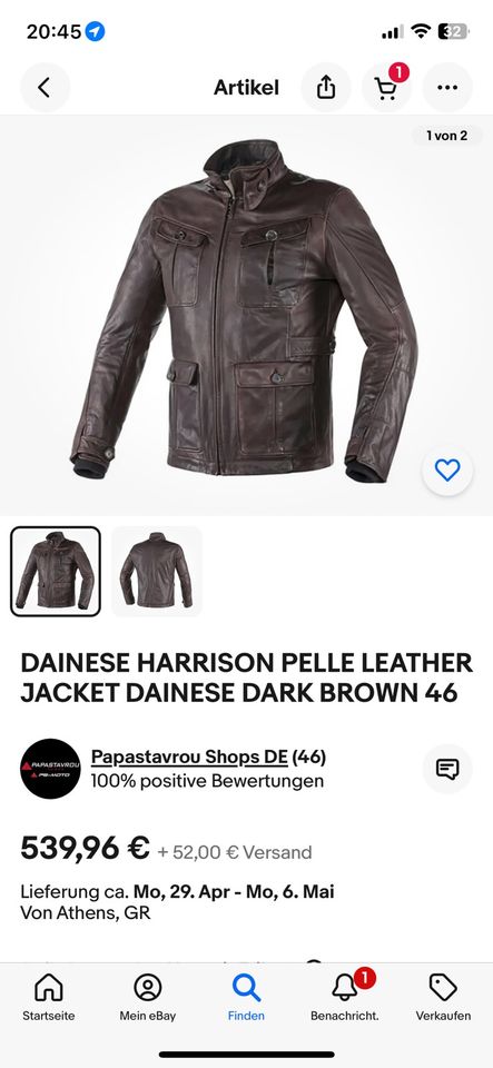 DAINESE HARRISON Leder Motorradjacke 56 Braun in Kassel