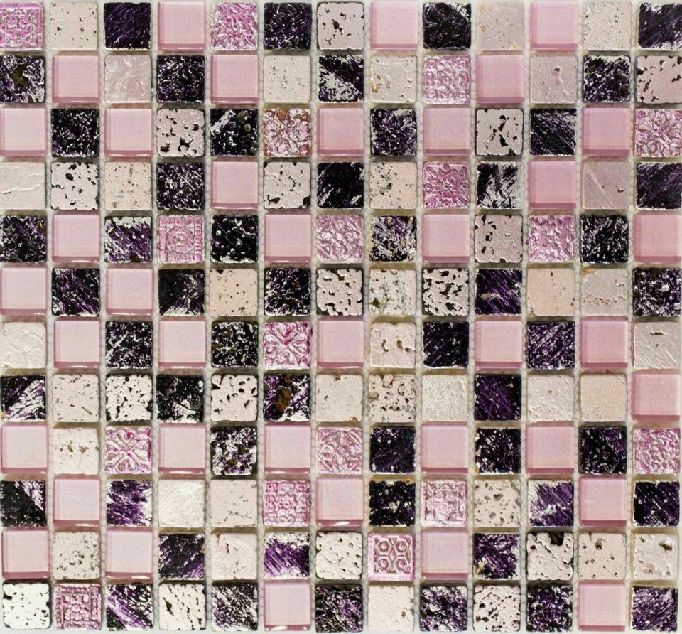 Glasmosaik Resin Pink Blaugrau Schwarz Silber Beige Rot Mosaik in Ebrach